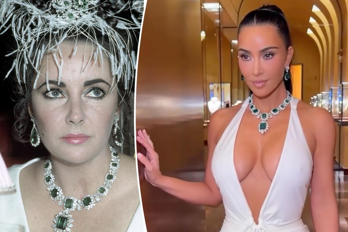 Kim Kardashian Wears Elizabeth Taylor's Iconic $12.7M Emerald Necklace in Rome