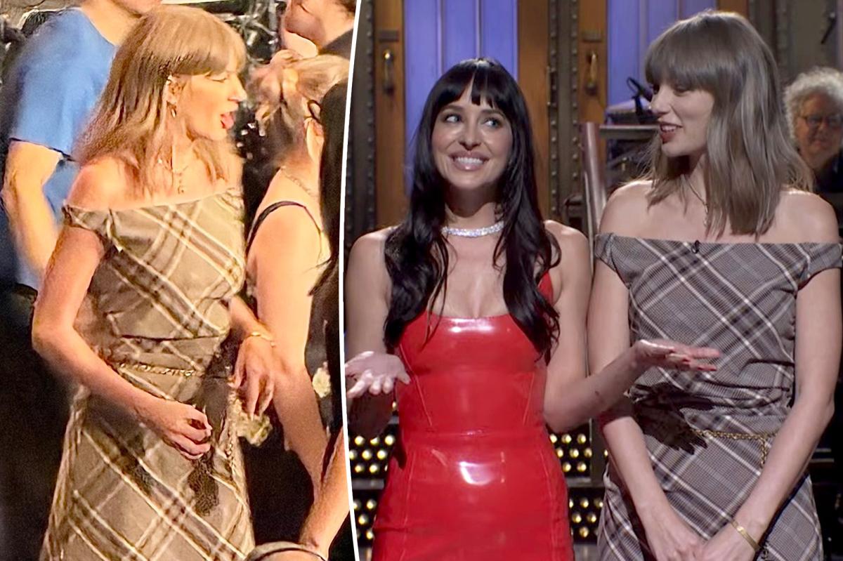 Taylor Swift Draws Attention With Surprise Plaid Look on ‘SNL’