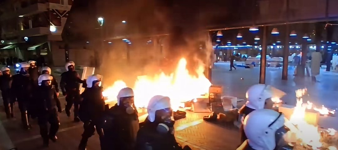 Protesters attack Tirana City Hall with Molotov cocktails as fires burn at the New Bazaar