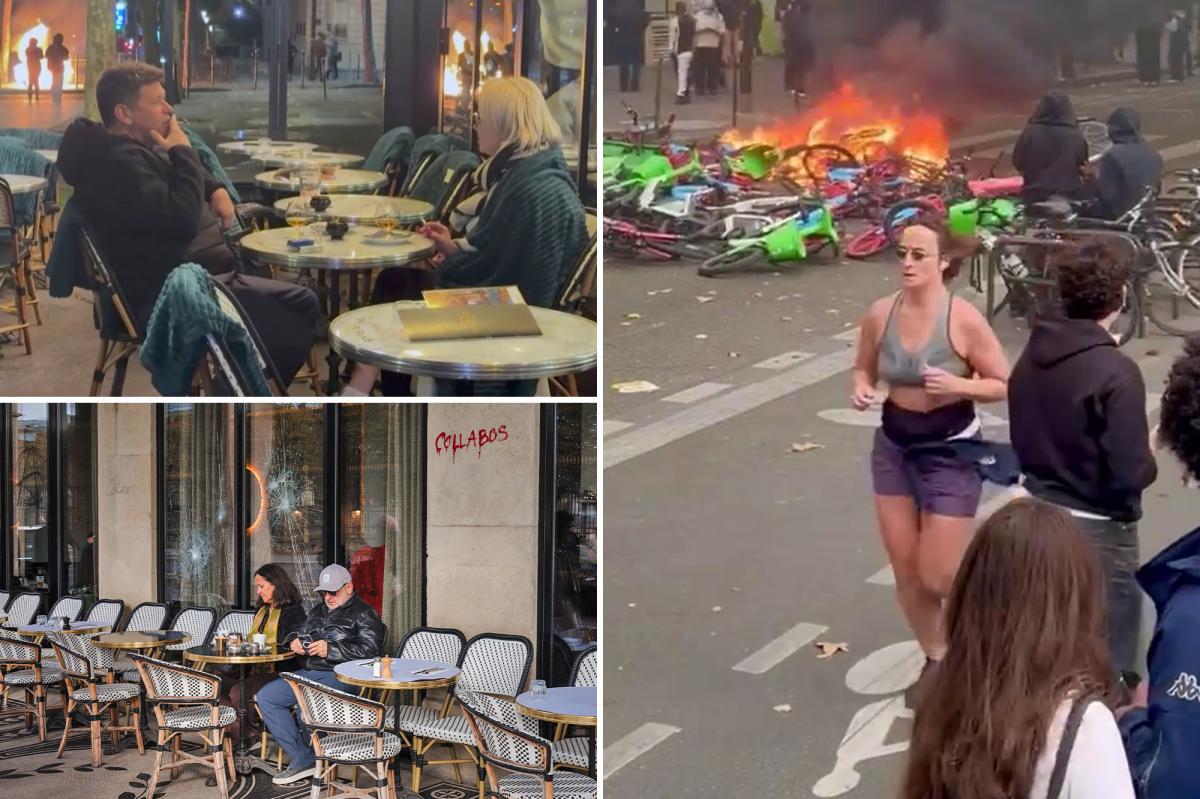French Couple Unfazed by Riots: Smoke and Wine Amid Paris Chaos