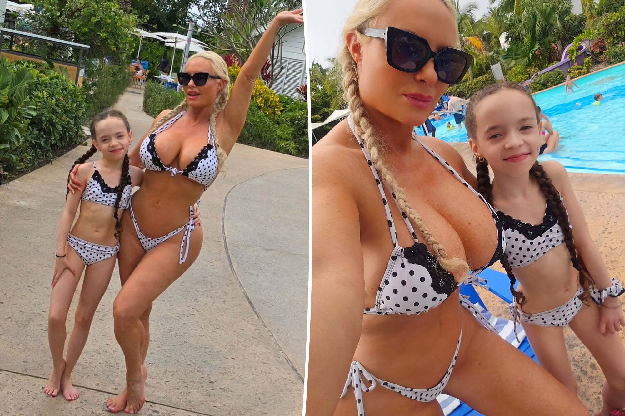 Coco Austin and Daughter Chanel Stun in Matching Polka-Dot Bikinis