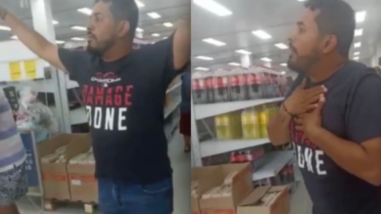 Hombre exhibe a su esposa en un supermercado y desata polémica