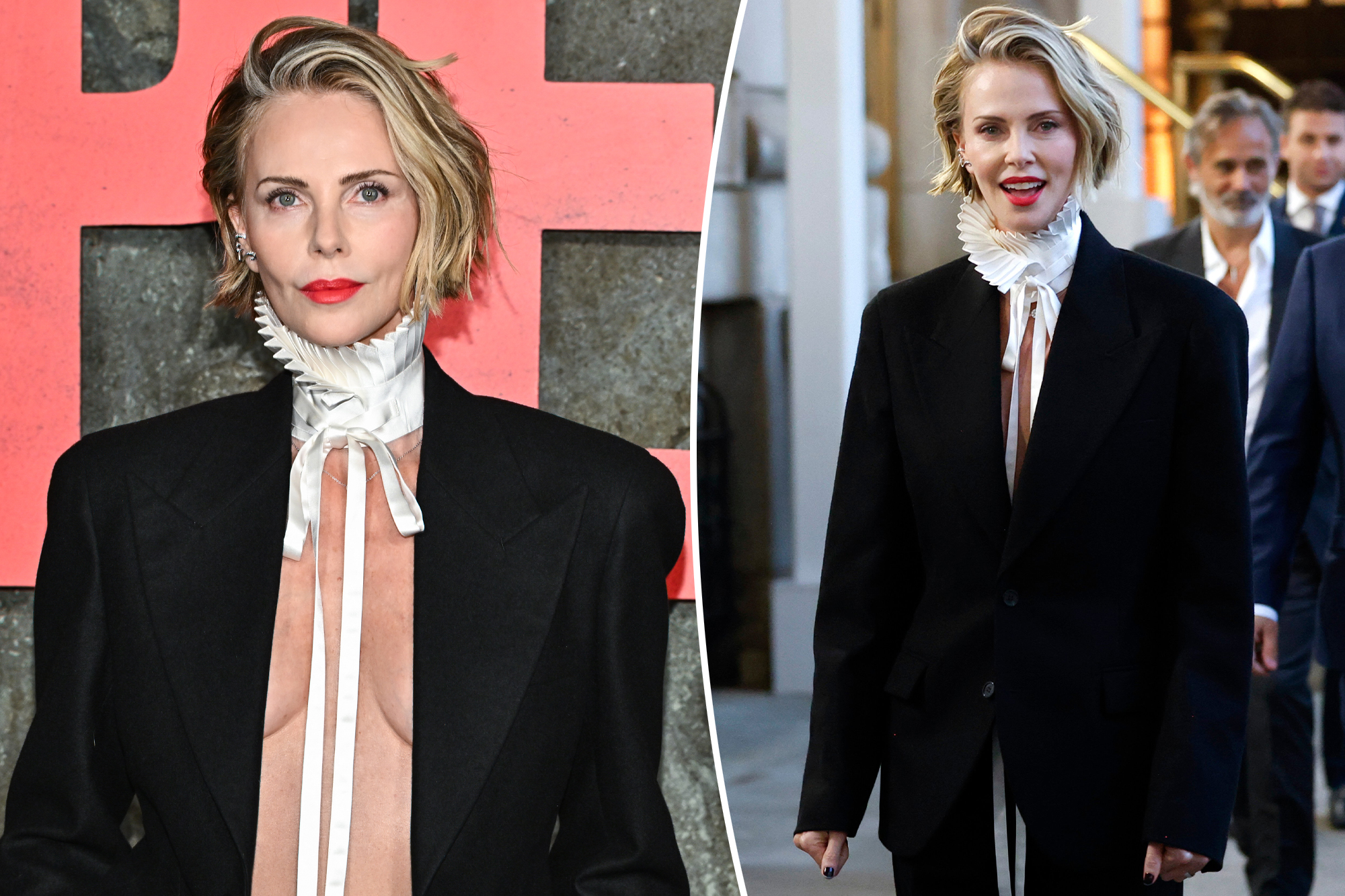 Charlize Theron surprises fans with unique Dior collar at 'Apex' premiere