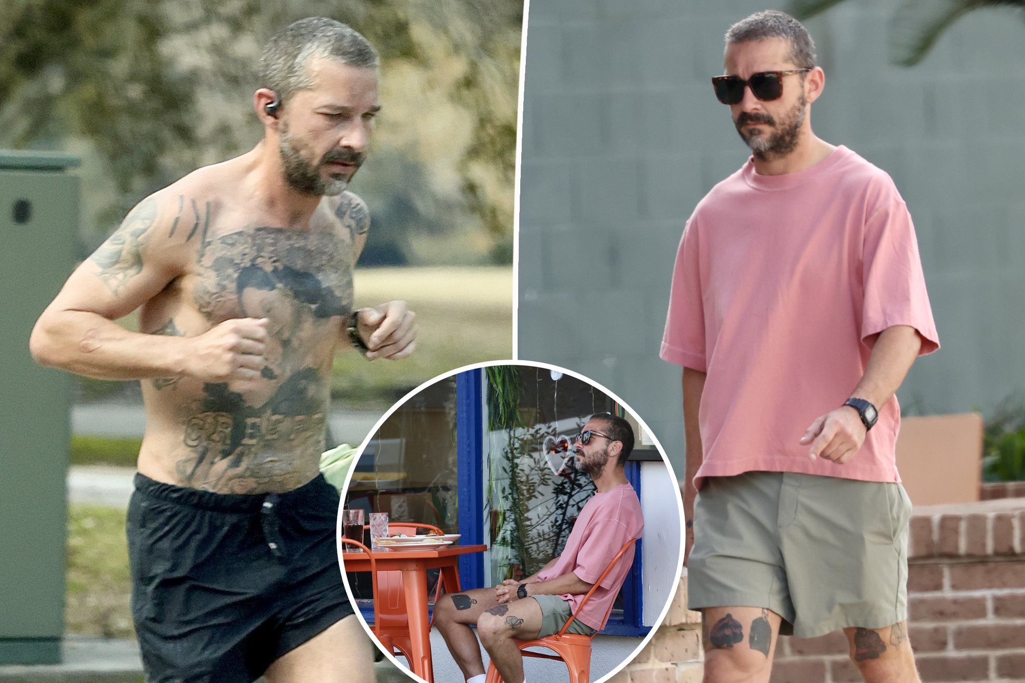 Shia LaBeouf's Solo Day: From Running Shirtless to Dining Alone