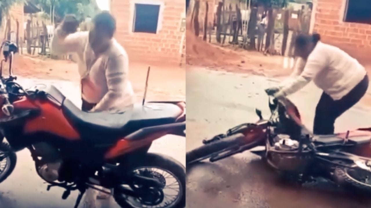 Mujer destroza la motocicleta de su esposo y desata fuerte debate