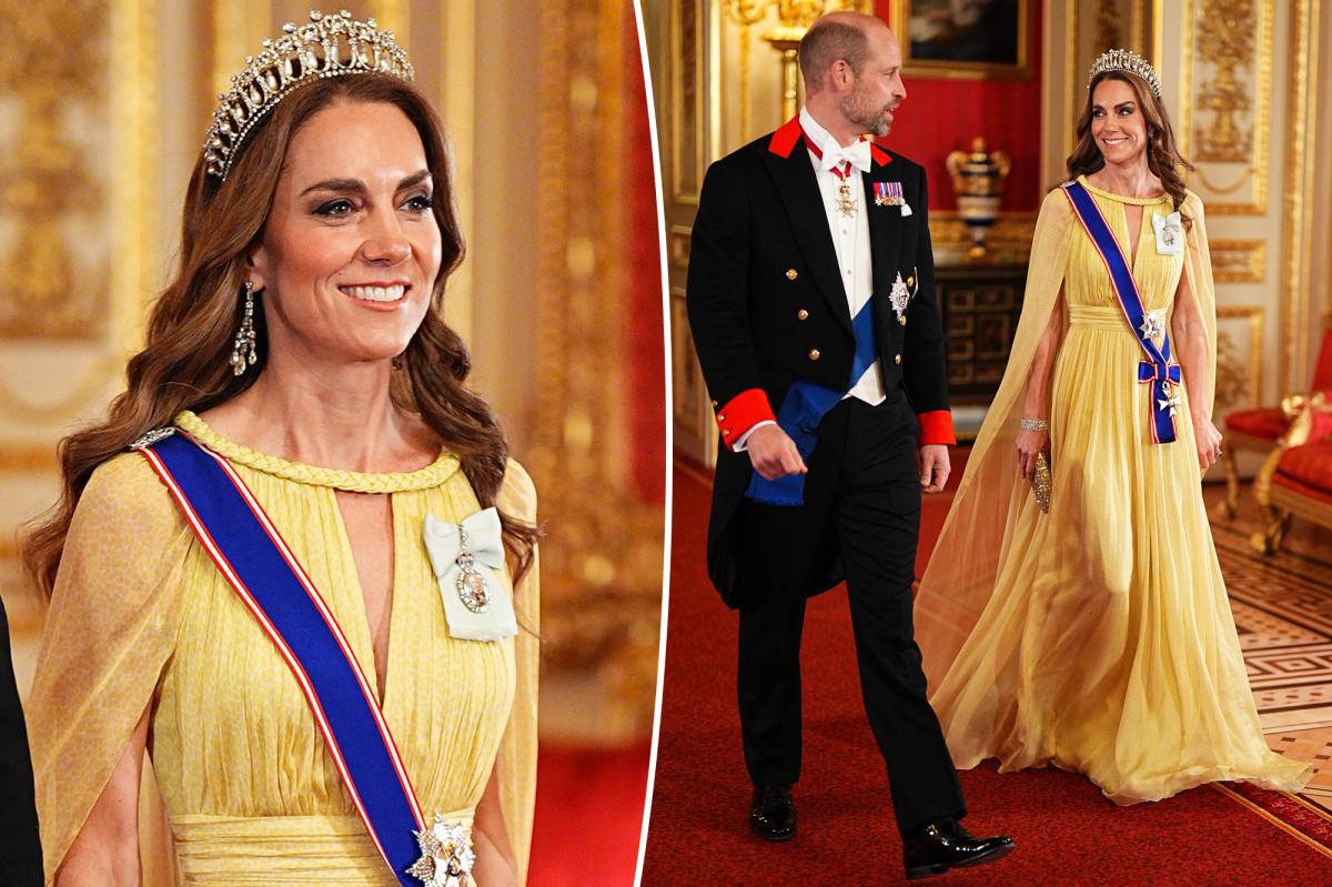 Kate Middleton Stuns in Historic Tiara with Yellow Elie Saab Gown at State Banquet