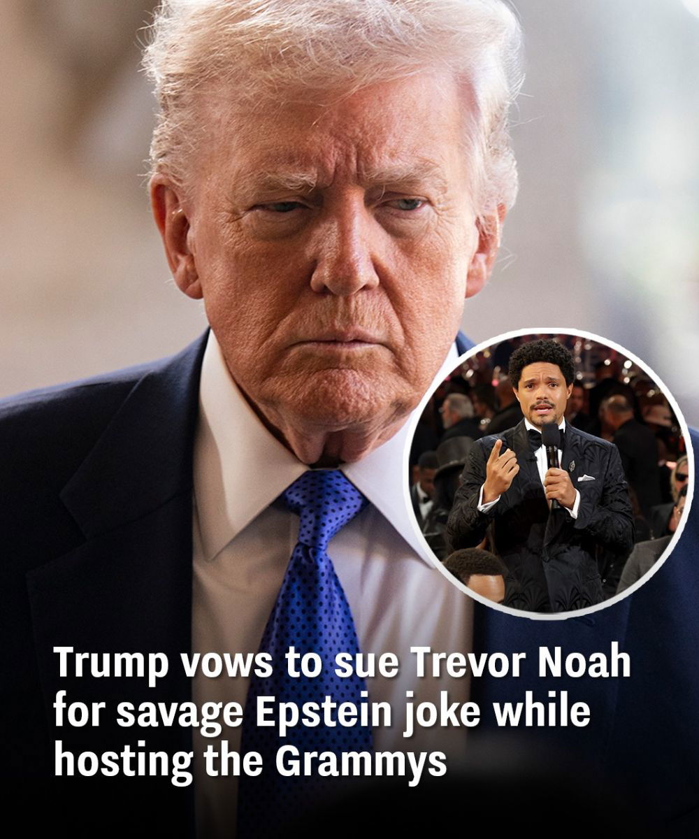 Trump vows to sue Trevor Noah for harsh Epstein joke made during his hosting of the Grammys.