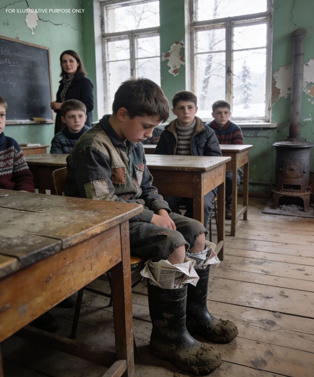 After 20 years, it was revealed that teacher Amra had a secret when a student showed up at school wearing rubber boots.