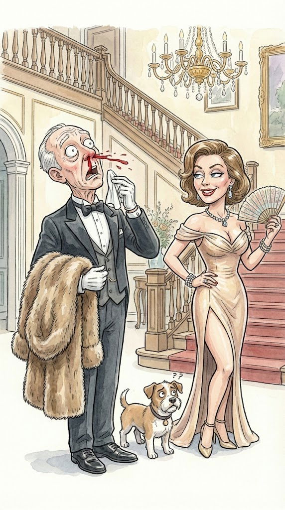 The Butler was shaking as she instructed him to remove her blouse.