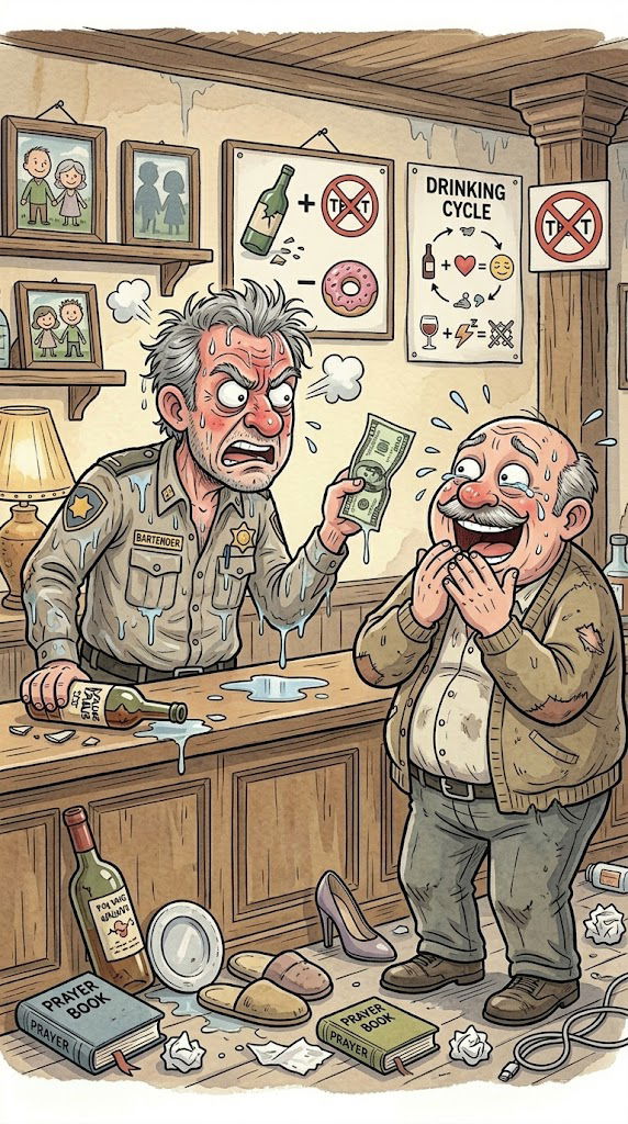 A man enters a bar and delivers a surprising line to the bartender