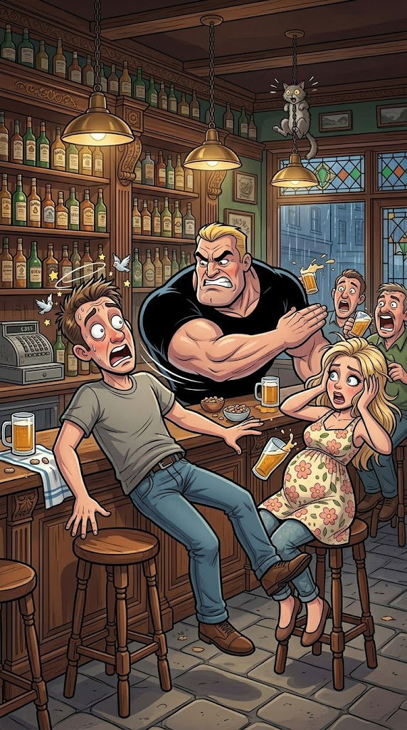 Ray Gets Knocked Off His Stool by a Sudden Hard Slap from a Burly Man