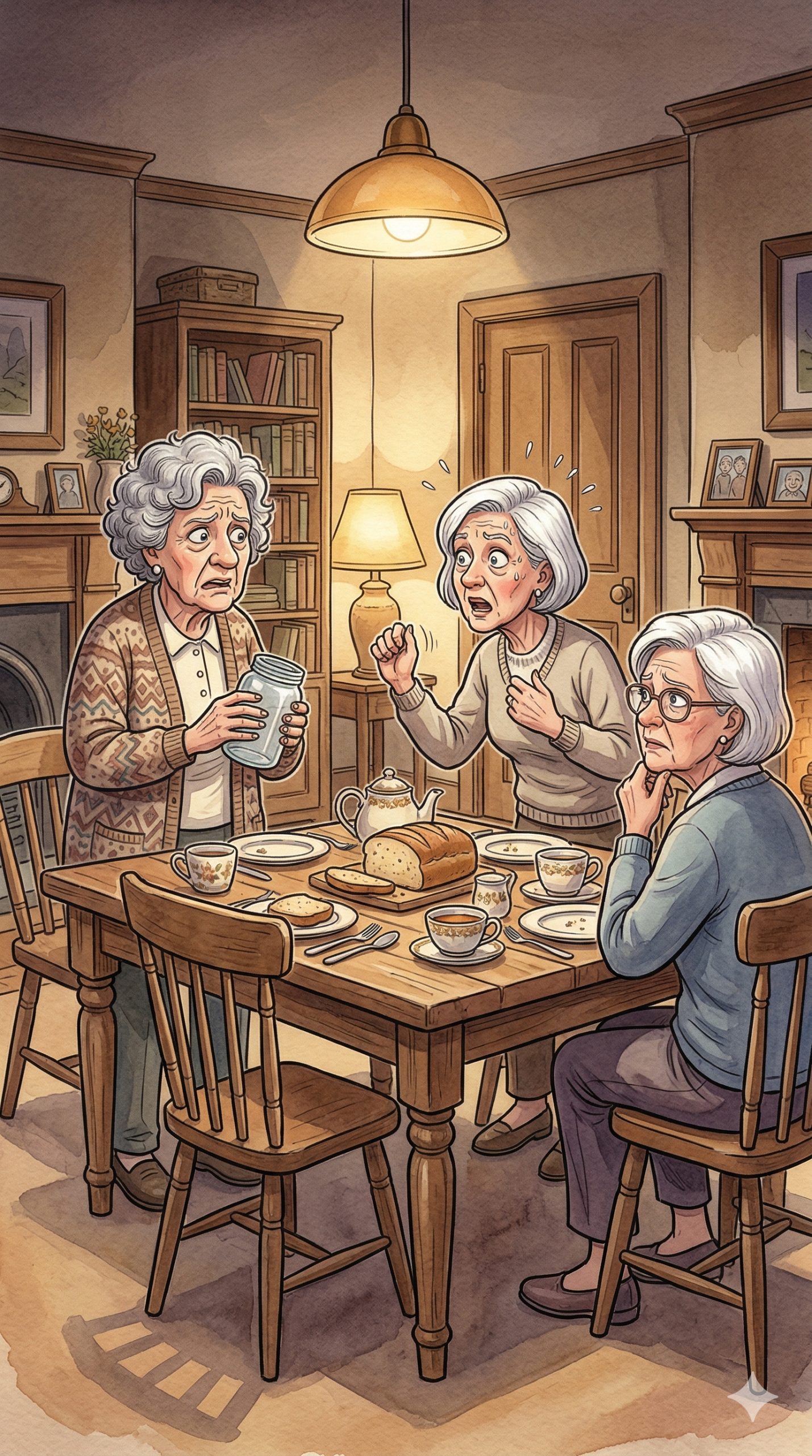 Elderly Trio's Dinner Gathering Sparks Curiosity!
