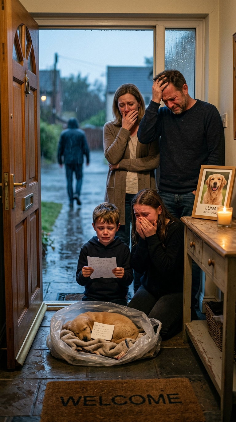 Puppy Left on Doorstep Comes with Heartfelt Note That Surprises Family