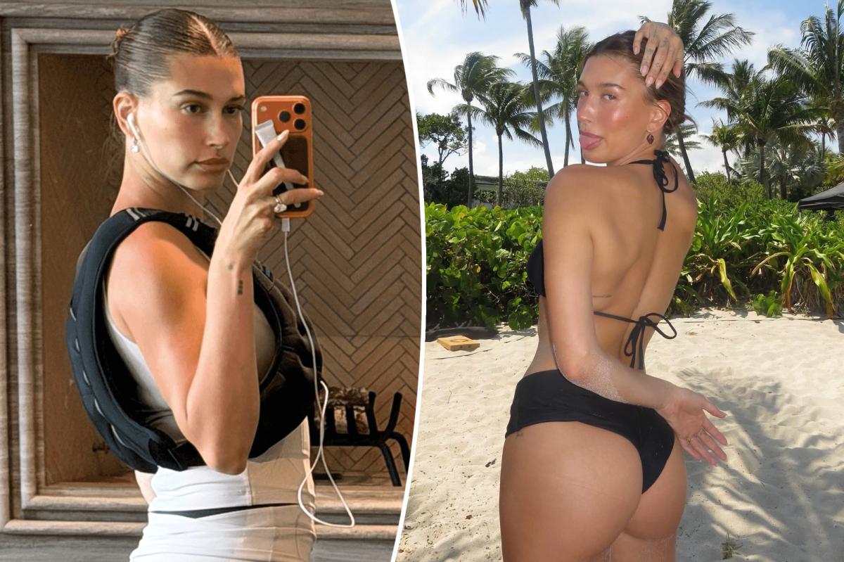 Hailey Bieber’s blood-flow bands can challenge glutes with lighter weights