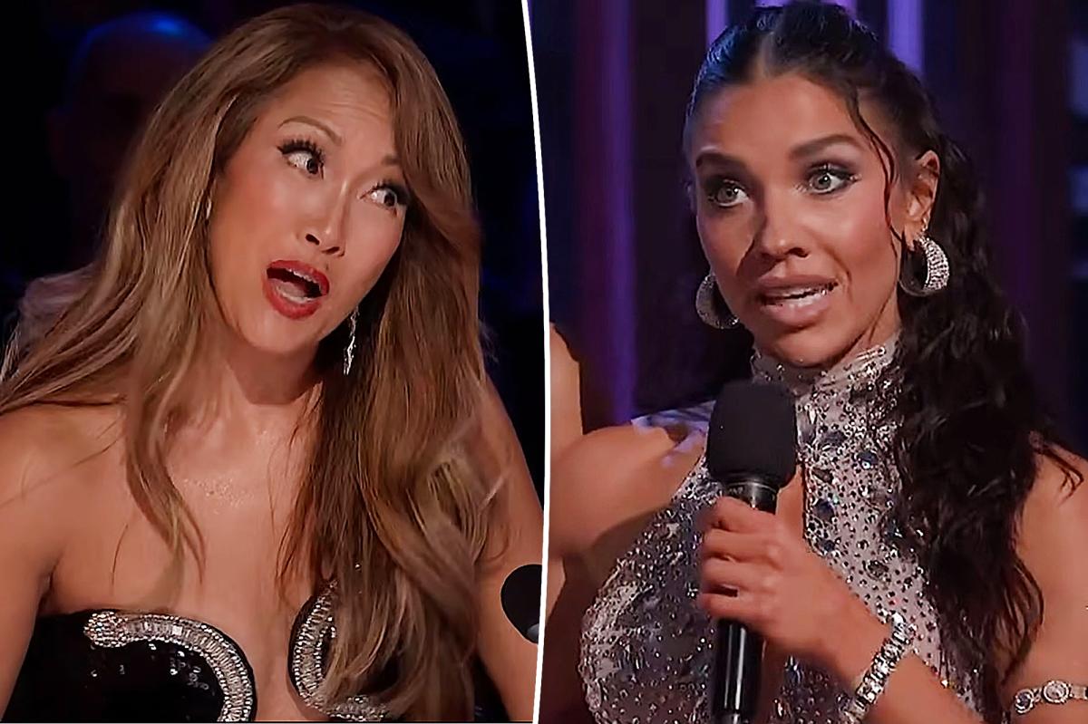 Carrie Ann Inaba reads lift rule to Jenna Johnson after DWTS samba
