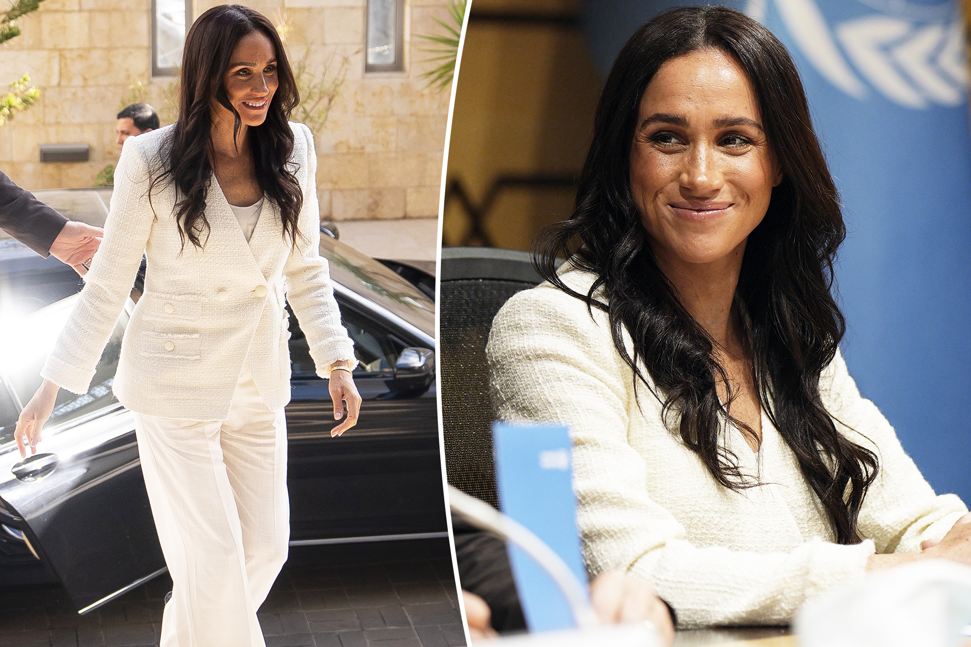 Meghan Markle's Jordan Visit Stuns with Elegant White Tweed Choice