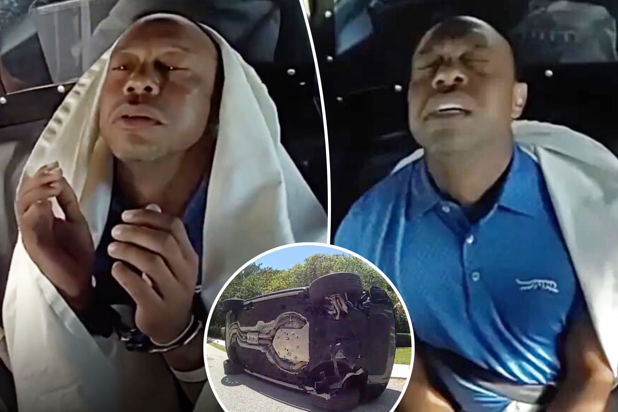 Tiger Woods Seen Frustrated in Police Car After Rollover DUI Arrest