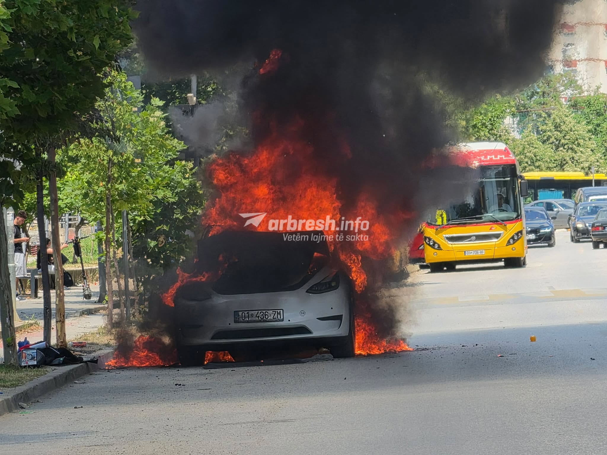 Tesla Taxi Catches Fire in Prishtina: What We Know So Far