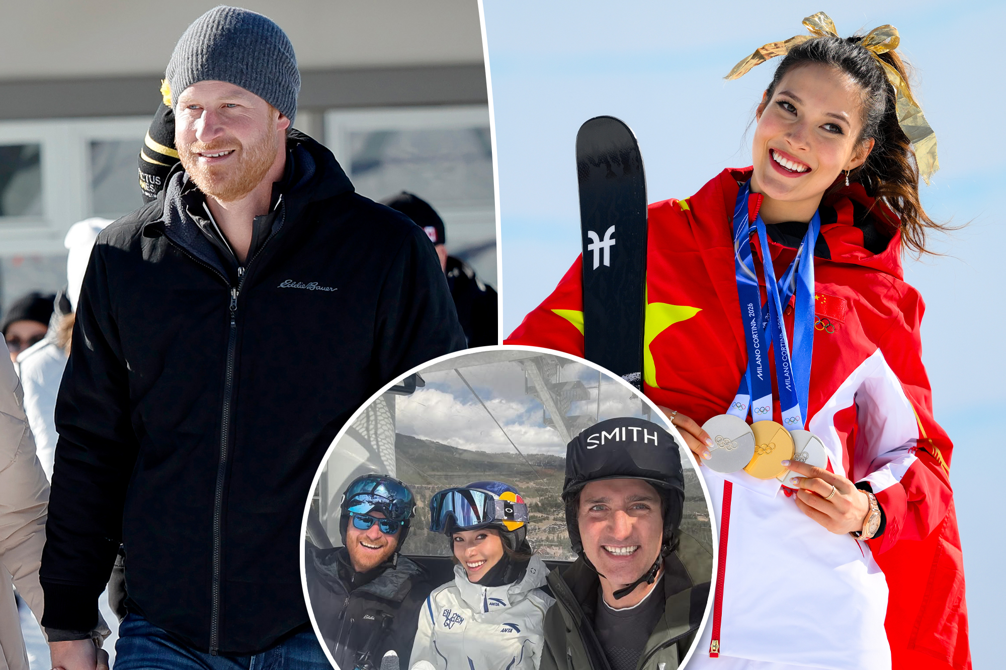 Prince Harry's Ski Trip Selfie with Justin Trudeau and Olympian Eileen Gu!