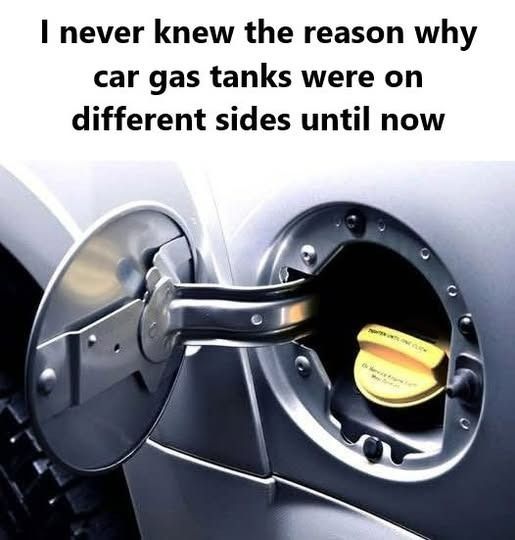 Here's the rewritten headline: 
"The Shocking Reason Your Gas Tank Is on That Side"