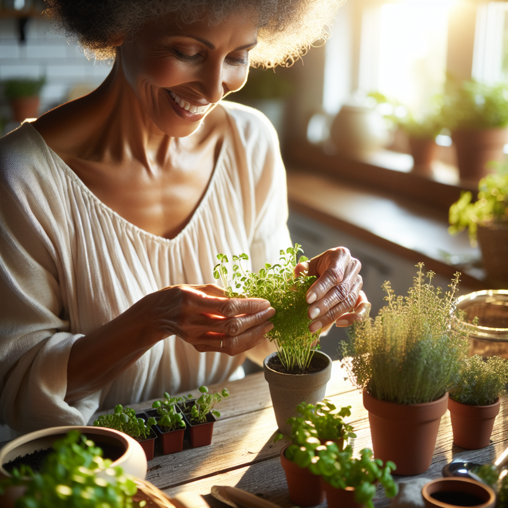 Potted Indoor Herb Garden