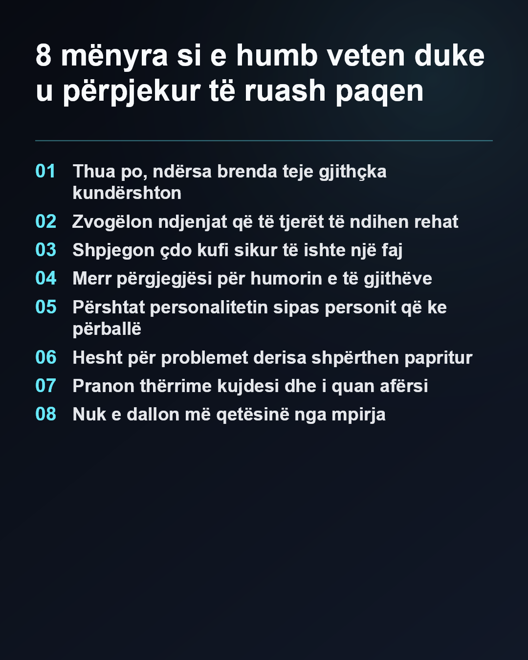8 mënyra si e humb veten duke u përpjekur të ruash paqen