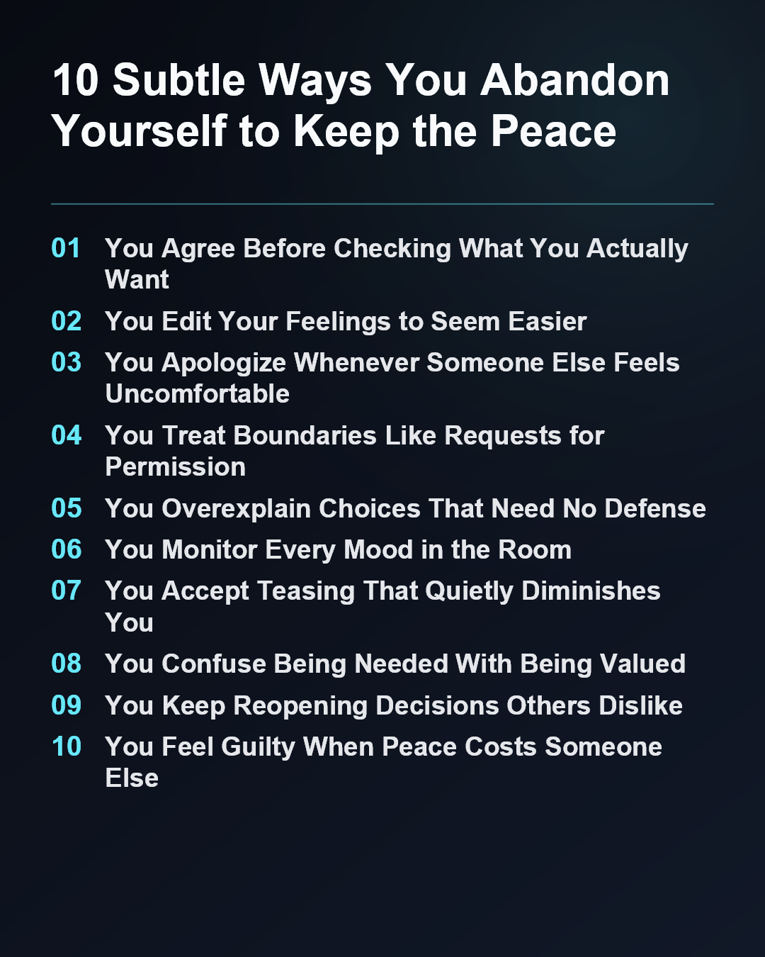 10 Subtle Ways You Abandon Yourself to Keep the Peace
