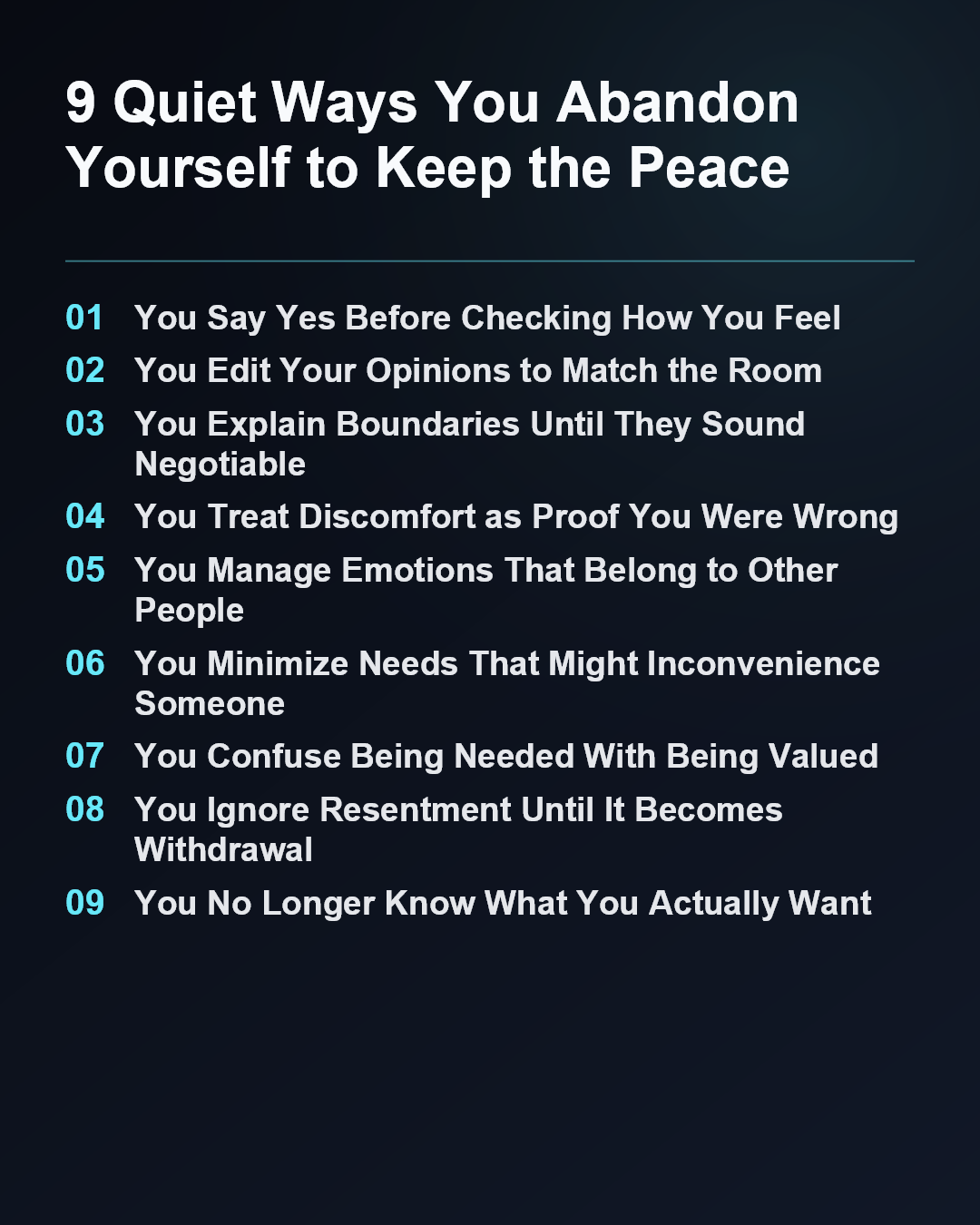 9 Quiet Ways You Abandon Yourself to Keep the Peace